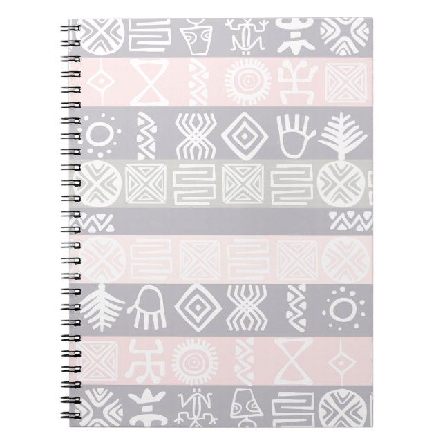Caderno Espiral Design de Boho Africano Étnico (Frente)