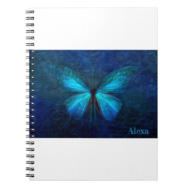 Caderno Espiral Design de Borboleta Azul (Frente)