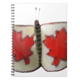 Caderno Espiral Design de Borboleta de Bandeira Canadiana
