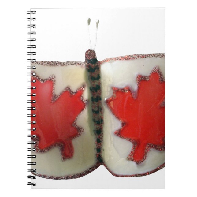 Caderno Espiral Design de Borboleta de Bandeira Canadiana (Frente)