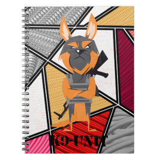 Caderno Espiral Design de cachorro da unidade K9 de desenho animad