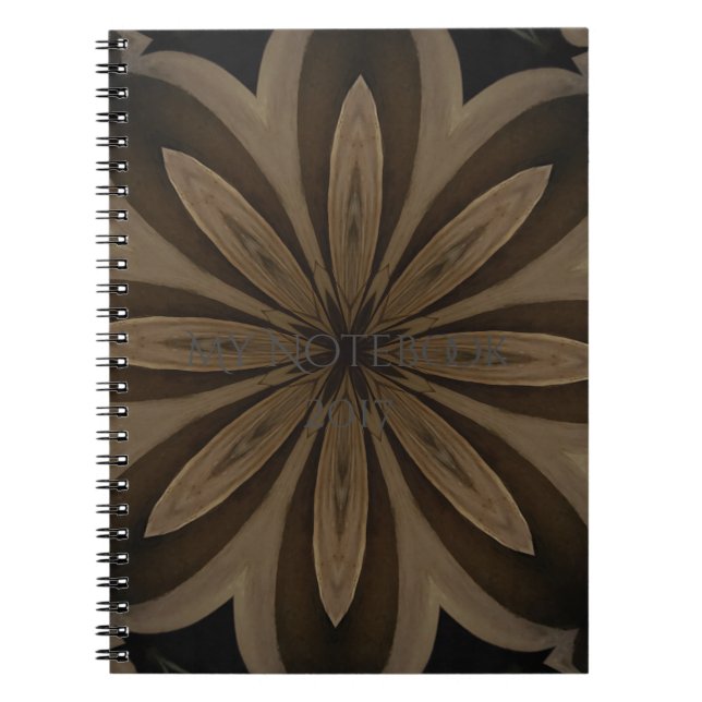 Caderno Espiral Design de Caleidoscópio Russo Castanho (Frente)
