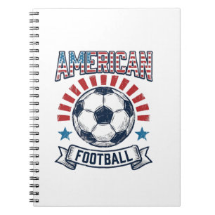 Caderno Espiral Design de Camisa de Bola de Futebol Americano Vint