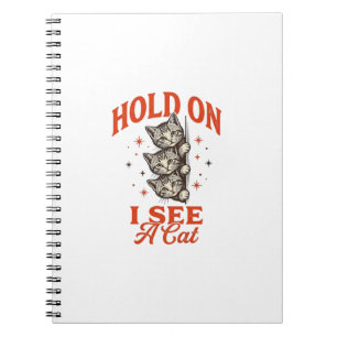 Caderno Espiral Design de Camisa Vintage Divertido Gato Segure-se