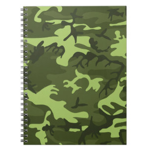 Caderno Espiral design de camuflagem do exército verde
