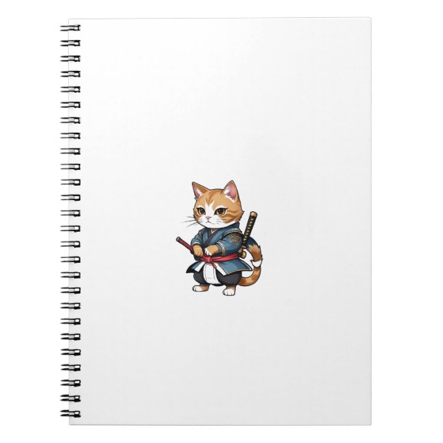 Caderno Espiral Design de Capa de telefone de Gato de Samurai (Frente)