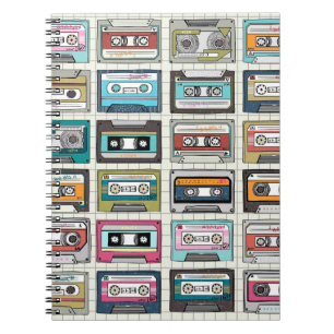 Caderno Espiral Design de cassetes de música Vintage