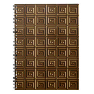 Caderno Espiral Design de chave grega - chocolate escuro