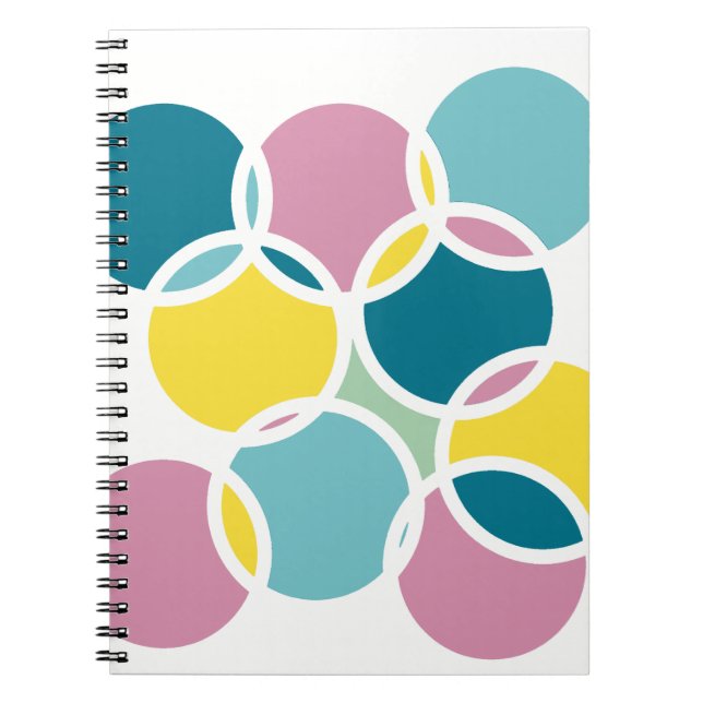 Caderno Espiral Design de Círculo Colorido – Impressão Geométrica  (Frente)