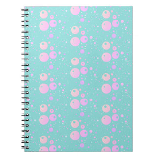 Caderno Espiral Design de círculo de ponto estético azul pastel ro