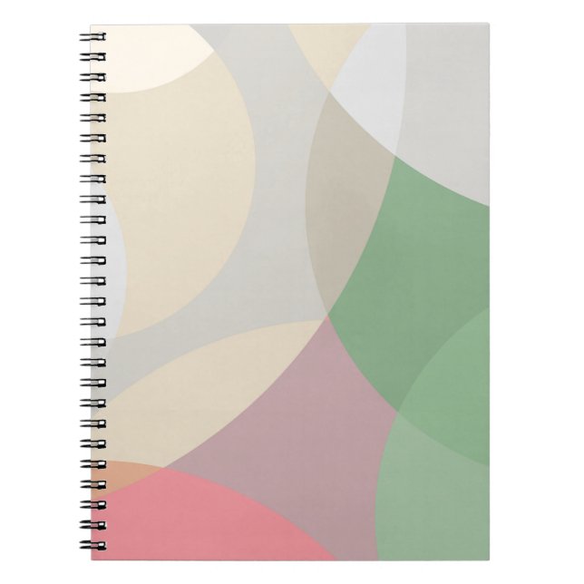 Caderno Espiral Design de Círculo de Sobreposição de Pastel Mudado (Frente)