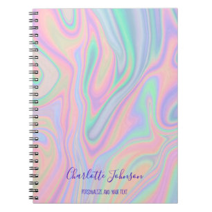 Caderno Espiral Design de cor de unicórnio líquido iridescente +