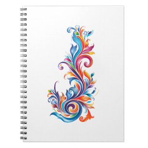 Caderno Espiral design de cores abstratas "Vórtice Cromático"