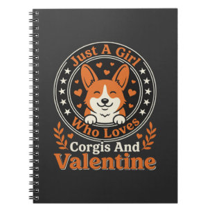 Caderno Espiral Design de Corgis no Dia dos Namorados para Garotas