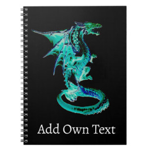 Caderno Espiral Design de Criatura Fantástica de Dragão Azul Mágic