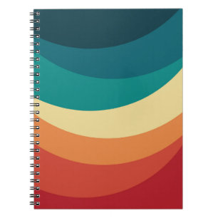 Caderno Espiral Design de curvas coloridas de estilo retrógrado
