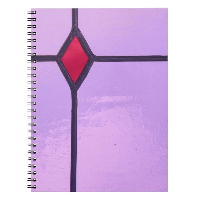 Caderno Espiral Design de diamante vermelho rosa pintado. (Frente)