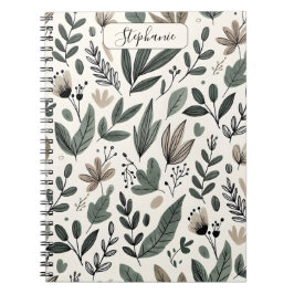 Caderno Espiral Design de Diário Botânico Minimalista Personalizad