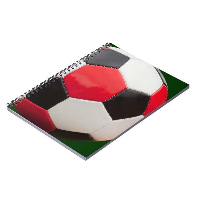 Caderno Espiral Design de esfera, preto e branco vermelho, noteboo (Left Side)