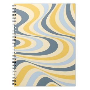 Caderno Espiral Design de espiral abstrato amarelo e azul