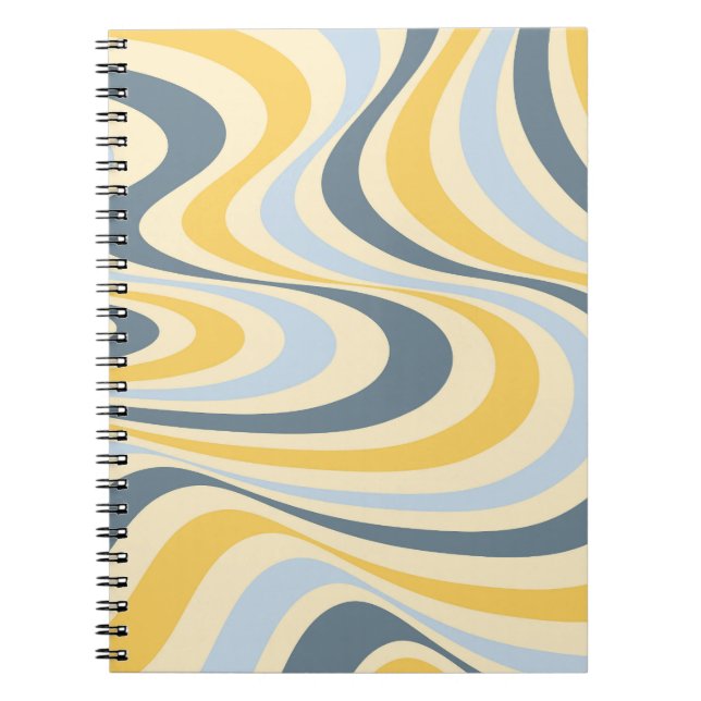 Caderno Espiral Design de espiral abstrato amarelo e azul (Frente)