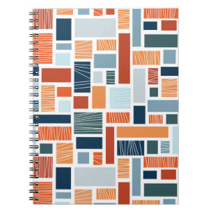 Caderno Espiral Design de estilo de Meio século geométrico colorid