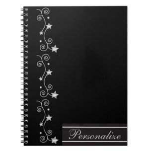 Caderno Espiral Design de Estrela Elegante Preta
