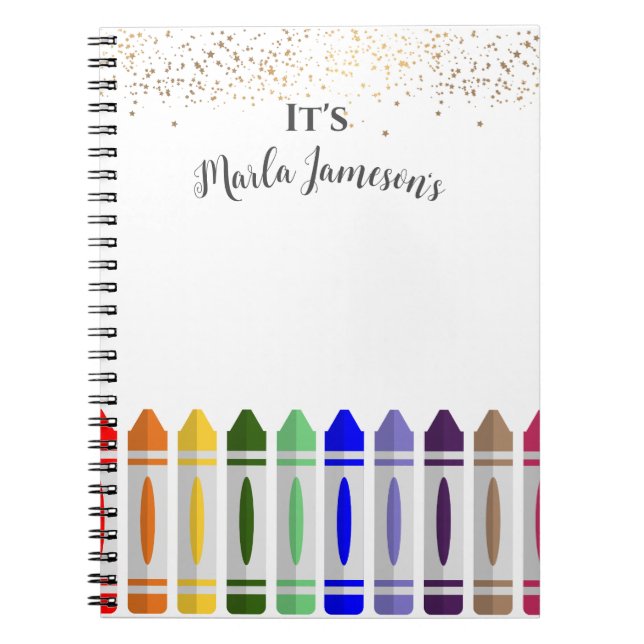Caderno Espiral Design de estrela personalizada do Crayon (Frente)