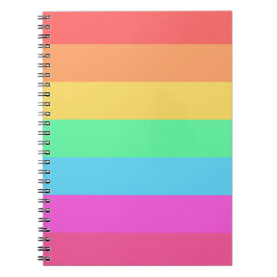 Caderno Espiral Design de faixas de cores do arco-íris do Pastel