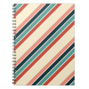 Caderno Espiral Design de faixas diagonais multicoloridas