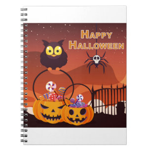 Caderno Espiral Design de Feliz Halloween Muito Bonito
