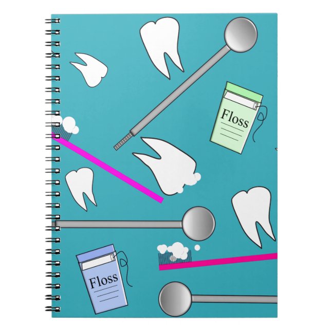 Caderno Espiral Design de Ferramentas de Profissão de Dental (Frente)