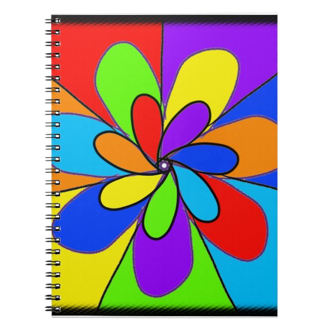Caderno Espiral design de flor abstrato (Frente)