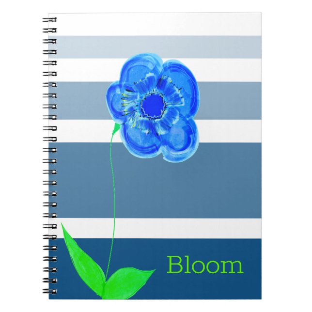 Caderno Espiral Design de floração azul (Frente)