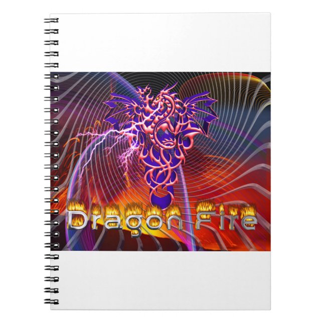 Caderno Espiral Design de Fogo do Dragão Atolado (Frente)
