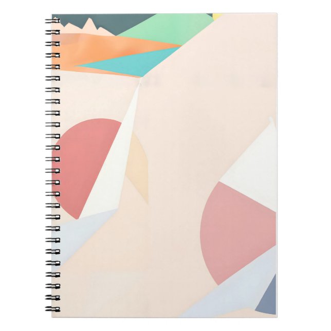 Caderno Espiral Design de Forma Geométrica abstrato Pastel (Frente)