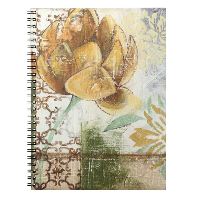 Caderno Espiral Design de Fresco Decorativo com Flor Global (Frente)
