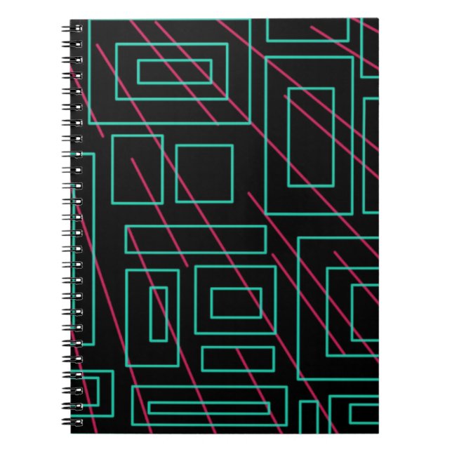 Caderno Espiral design de fundo preto (Frente)