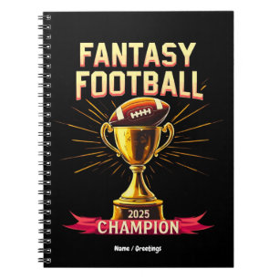 Caderno Espiral Design de Futebol Fantasia 2025 Campeão Divertido 