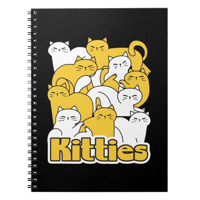 Caderno Espiral Design de Gatinho Chubby - Adorável Arte Gato (Frente)