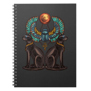 Caderno Espiral Design de Gato Egípcio História Antiga