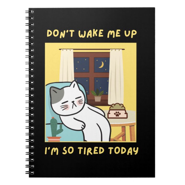 Caderno Espiral design de gato engraçado para crianças - design mo (Frente)