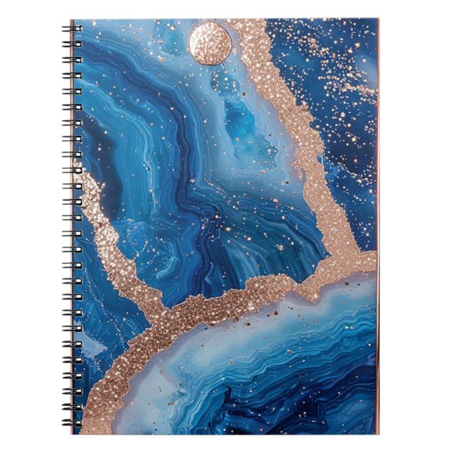 Caderno Espiral Design de Geodo com Acentos em Dourado Rosa (Frente)