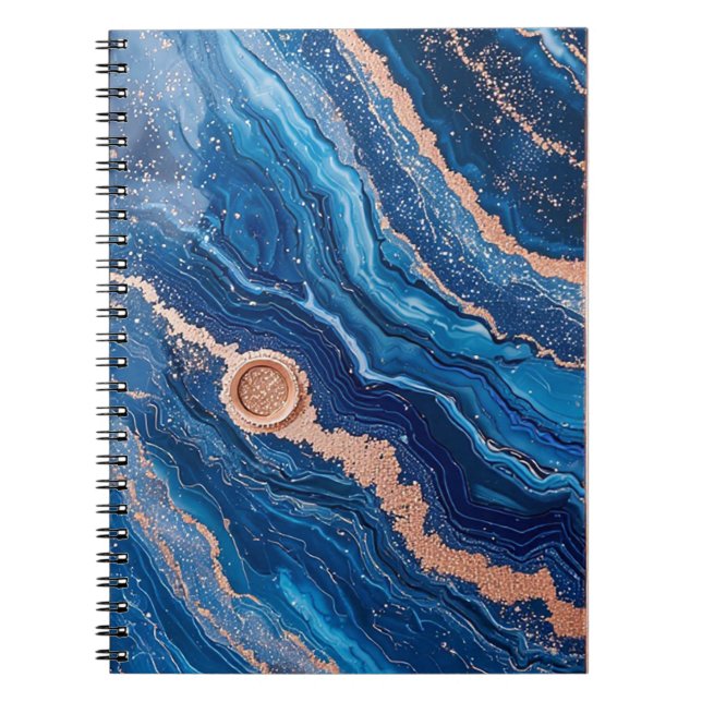 Caderno Espiral Design de Geodo com Acentos em Ouro Rosa (Frente)