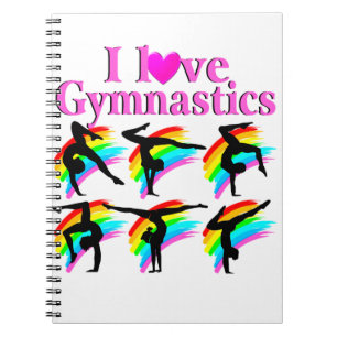 Caderno Espiral DESIGN DE GINÁSTICA bonito DE PINK RAINBOW