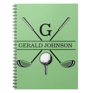 Caderno Espiral Design de golfe com Modelo de monograma de coroa