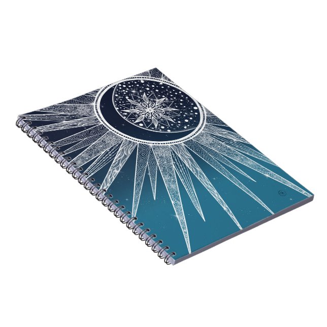 Caderno Espiral Design de Gradiente Azul Mandala (Lado Direito)