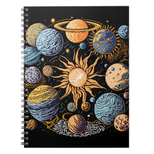 Caderno Espiral Design de Gráfico do Sistema Solar