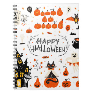 Caderno Espiral Design de Halloween. Clipes de Halloween com