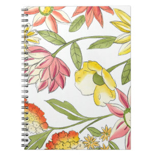 Caderno Espiral Design de Jardim Floral com Fundo Branco